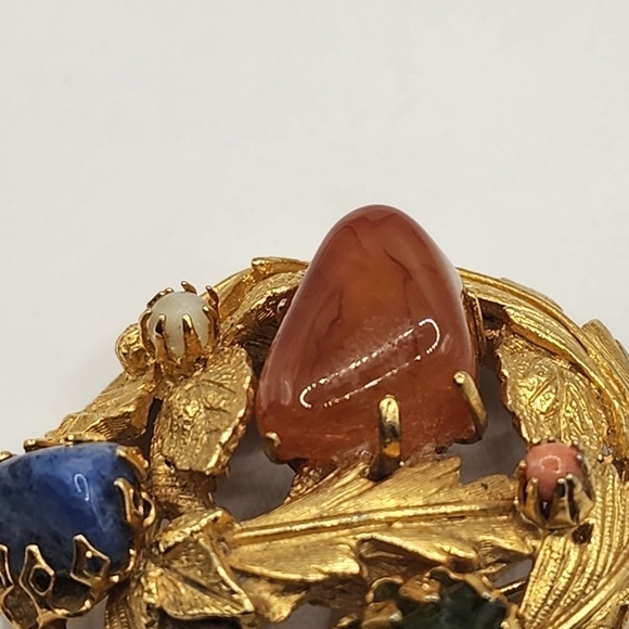 Vintage Brooch with Colorful Stones Unsigned - Picture 3 of 6